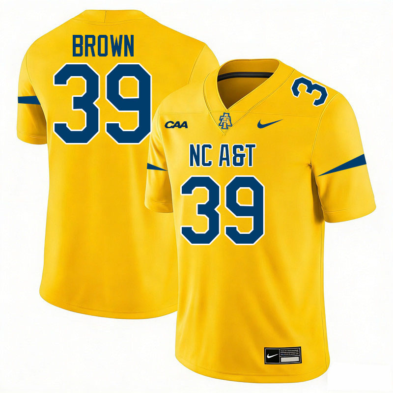 North Carolina A&T Aggies #39 Andrew Brown College Football Jerseys,Uniforms-Gold